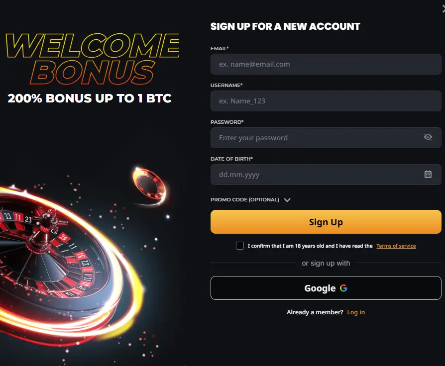 Instant Casino Register